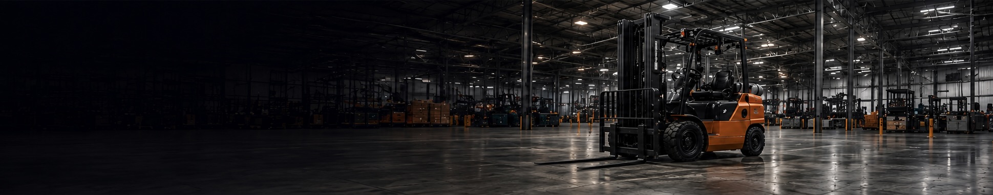 Industrial forklift in warehouse