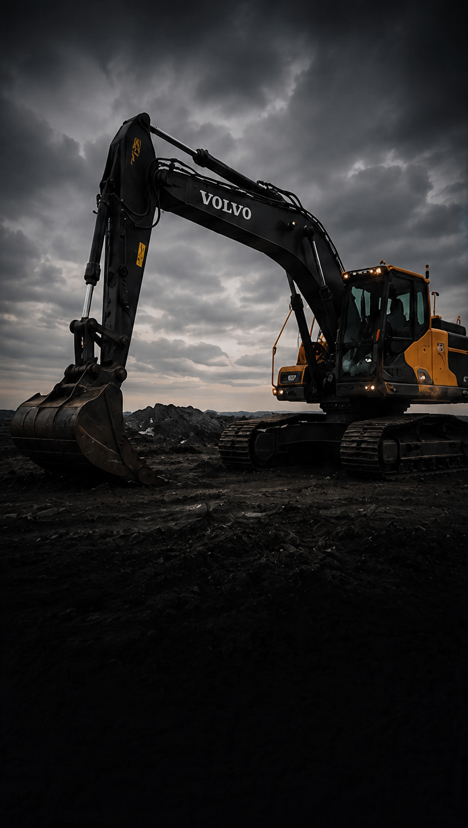 Volvo excavator on rough ground